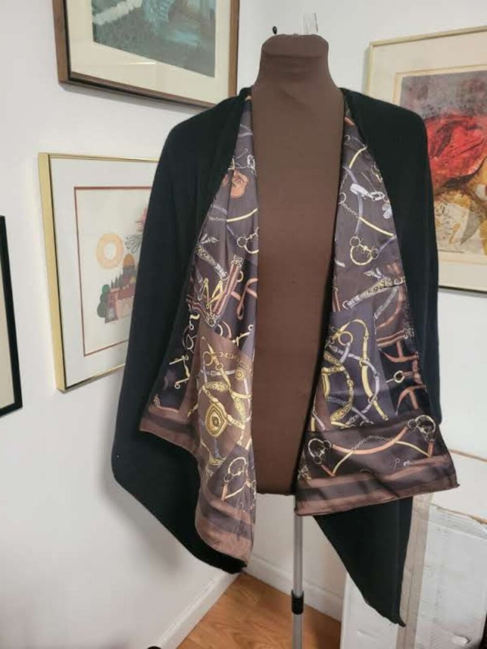 J McLaughlin Reversible Riding Themed Wool Cape